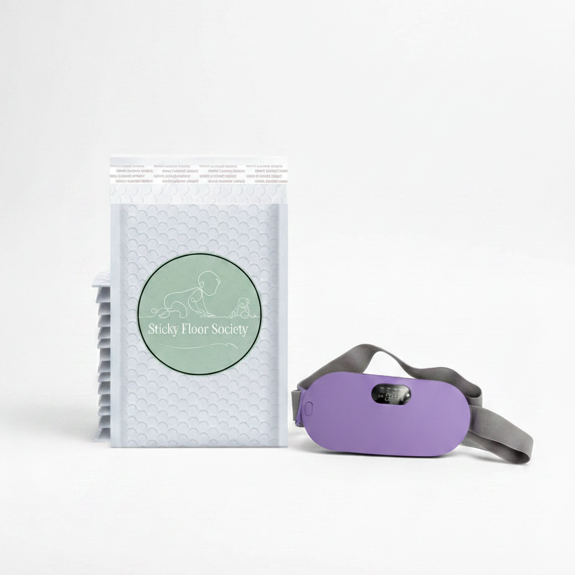 Postpartum Period Pain Heating Belt with Sticky Floor Society white bubble mailer packaging