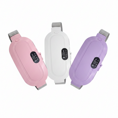 Postpartum Period Pain Heating Belt in pink, white and purple - clean studio shot