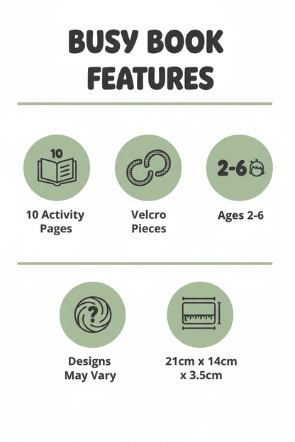 BusyBee Toddler Activity Book - features infographic